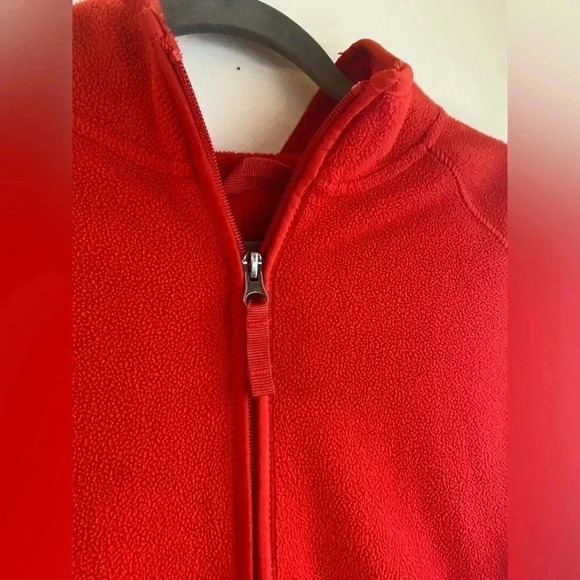 Women’s Fleece Jacket Red Full Zip Merona Size Large Sweatshirt Coat - Picture 4 of 5